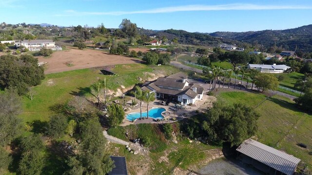 11606 Mesa Verde Dr, Valley Center, CA 92082 - aerial overview of property's location featuring a pool area and a mountain backdrop