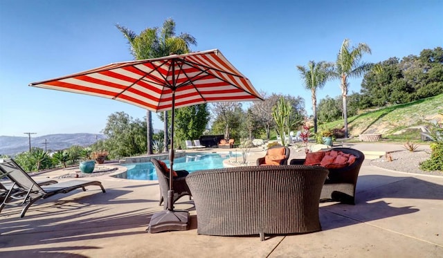 11606 Mesa Verde Dr, Valley Center, CA 92082 - view of patio / terrace with an outdoor pool and a mountain view