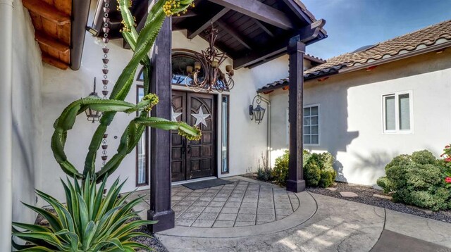 11606 Mesa Verde Dr, Valley Center, CA 92082 - entrance to property featuring stucco siding and a tile roof