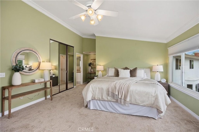 29162 Bobolink Dr, Laguna Niguel, CA 92677 - carpeted bedroom featuring ornamental molding, baseboards, and ceiling fan