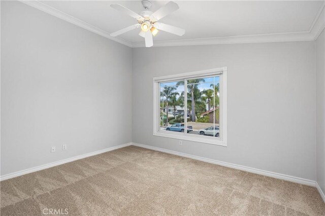 29162 Bobolink Dr, Laguna Niguel, CA 92677 - carpeted spare room with baseboards, ornamental molding, and ceiling fan