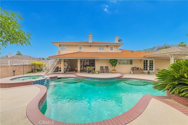 1855 Turnbull Canyon Rd, Hacienda Heights, CA 91745 - view of pool with stairs, a patio area, and a pool with connected hot tub