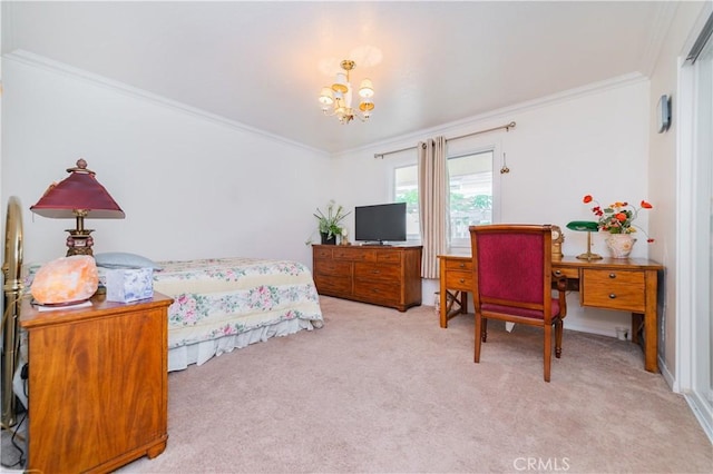 1855 Turnbull Canyon Rd, Hacienda Heights, CA 91745 - carpeted bedroom with crown molding and a chandelier