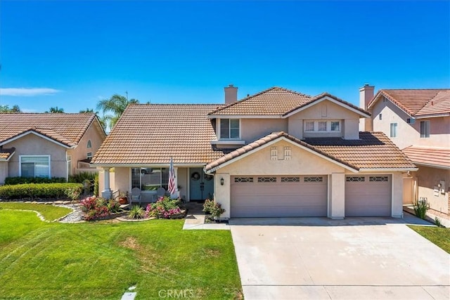 32091 Camino Nunez, Temecula, CA 92592 - view of front of house with a tile roof, stucco siding, and a front lawn