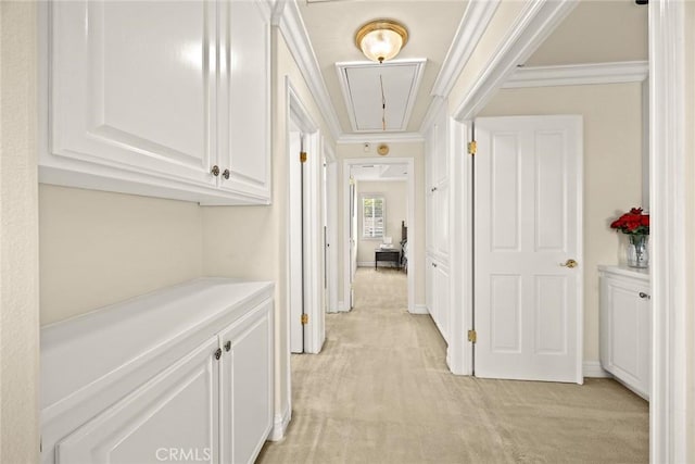 1526 S 2nd Ave, Arcadia, CA 91006 - hall with attic access, ornamental molding, and light colored carpet