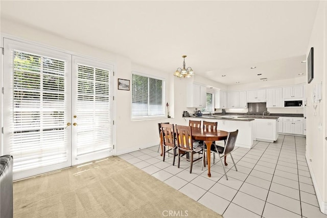 1526 S 2nd Ave, Arcadia, CA 91006 - dining space with light tile patterned floors and a chandelier
