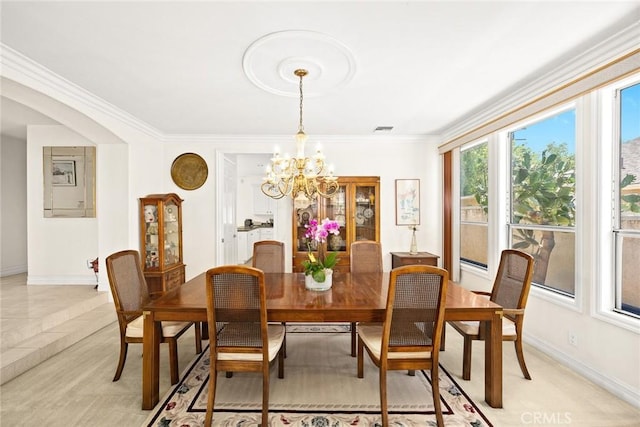 1526 S 2nd Ave, Arcadia, CA 91006 - dining space featuring a chandelier and crown molding