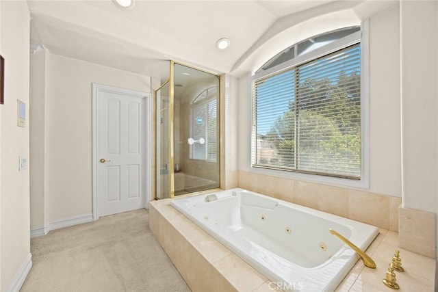 1526 S 2nd Ave, Arcadia, CA 91006 - full bathroom featuring a stall shower, a whirlpool tub, and recessed lighting