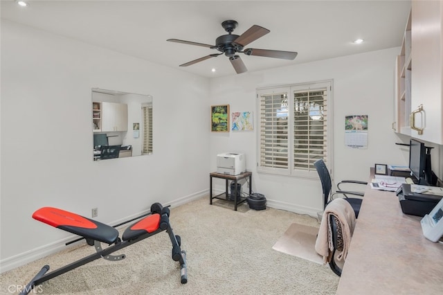 21778 Tahoe Ln, Lake Forest, CA 92630 - carpeted office space with ceiling fan, baseboards, and recessed lighting