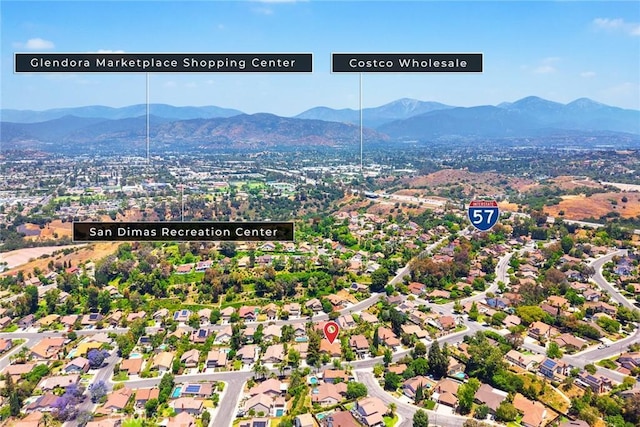 925 Calle Hermosa, San Dimas, CA 91773 - aerial overview of property's location with a mountainous background