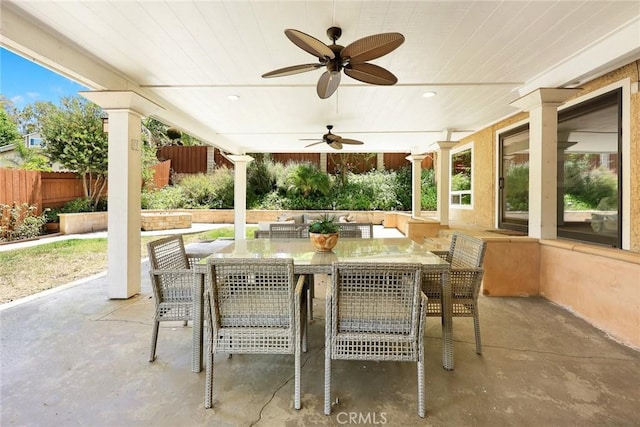 925 Calle Hermosa, San Dimas, CA 91773 - view of patio featuring outdoor dining space and ceiling fan
