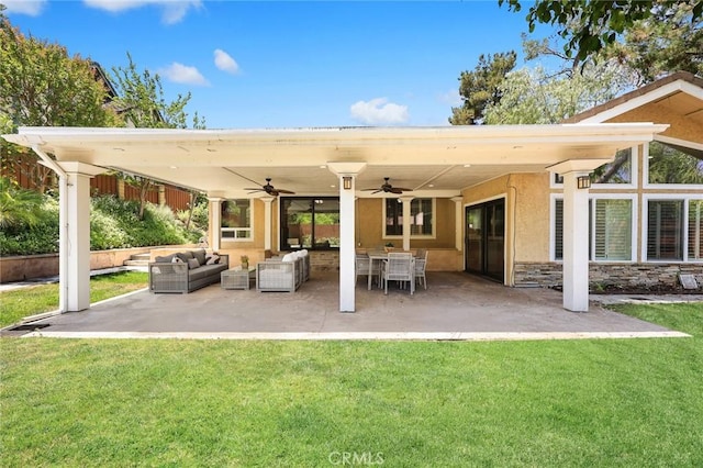 925 Calle Hermosa, San Dimas, CA 91773 - view of patio with a ceiling fan and an outdoor living space