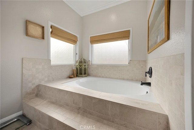 251 Miramar St, Upland, CA 91784 - bathroom with a garden tub and ornamental molding