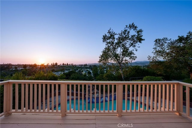 27591 Cenajo, Mission Viejo, CA 92691 - deck at dusk with an outdoor pool