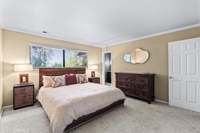 27833 Hamiltair Dr, Lake Arrowhead, CA 92352 - bedroom featuring carpet, ornamental molding, and baseboards