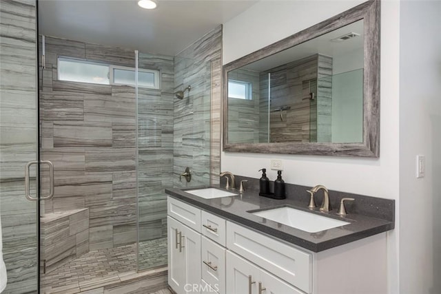 1792 Kenwood Pl, Costa Mesa, CA 92627 - full bathroom featuring a stall shower and double vanity