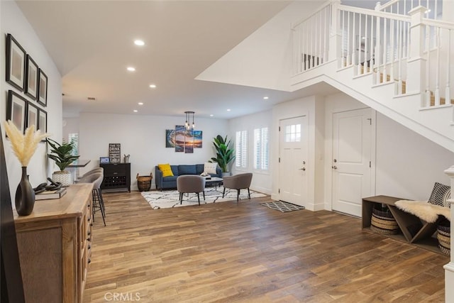 1792 Kenwood Pl, Costa Mesa, CA 92627 - entrance foyer with light wood-style floors, recessed lighting, and stairway