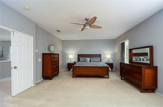 38919 Hickory Hill Ct, Murrieta, CA 92563 - bedroom featuring light carpet and a ceiling fan