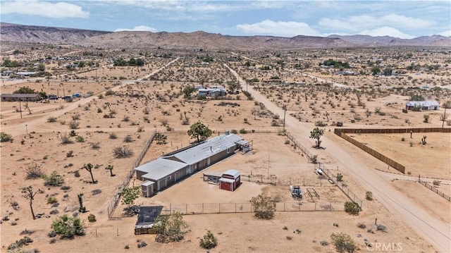 56225 Moonstone Ln, Yucca Valley, CA 92284 - aerial view of sparsely populated area featuring a desert landscape and a mountainous background