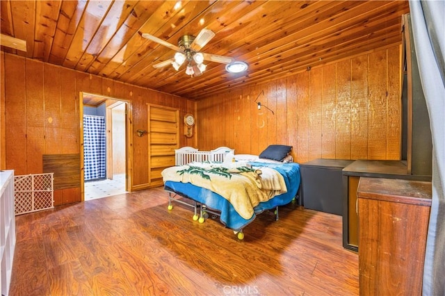 56225 Moonstone Ln, Yucca Valley, CA 92284 - bedroom featuring wood ceiling, wood walls, and wood finished floors