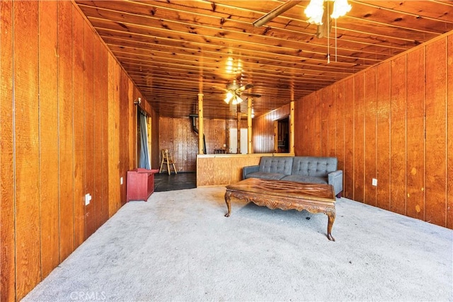 56225 Moonstone Ln, Yucca Valley, CA 92284 - unfurnished room featuring ceiling fan, carpet, and wood walls