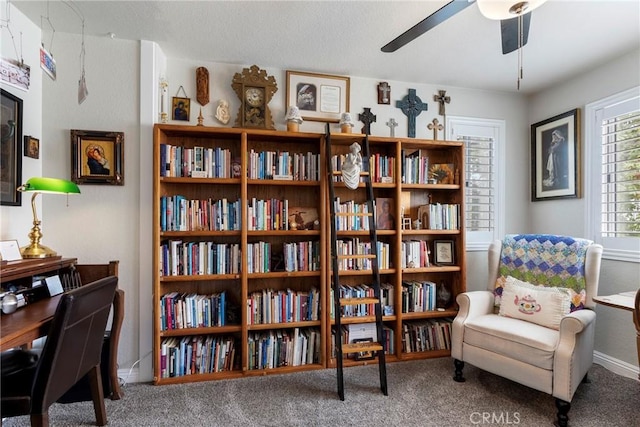 2141 Triador St Unit 103, Corona, CA 92879 - sitting room featuring ceiling fan, carpet floors, and baseboards