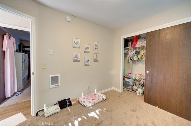 866 Brighton Ave, Grover Beach, CA 93433 - bedroom with heating unit, a closet, carpet floors, and baseboards
