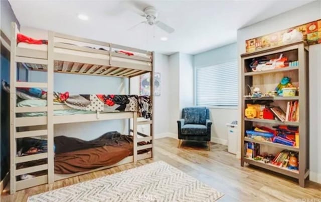 564 Northpark Blvd, San Bernardino, CA 92407 - bedroom with wood finished floors, baseboards, recessed lighting, and ceiling fan