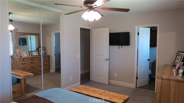 6214 Granby Ave, Rancho Cucamonga, CA 91737 - carpeted bedroom with ceiling fan, a closet, and baseboards