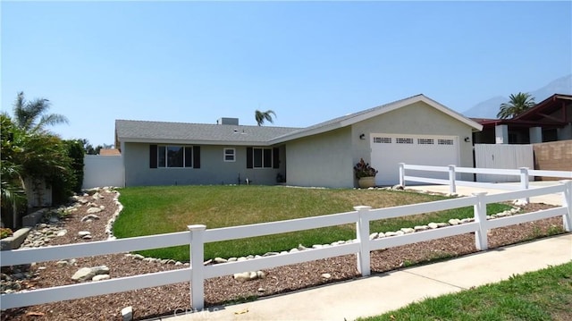 6214 Granby Ave, Rancho Cucamonga, CA 91737 - ranch-style home featuring a garage, stucco siding, and driveway