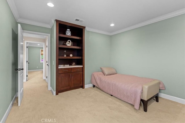 2363 Via Cielo, Hacienda Heights, CA 91745 - bedroom featuring ornamental molding, light colored carpet, recessed lighting, and baseboards