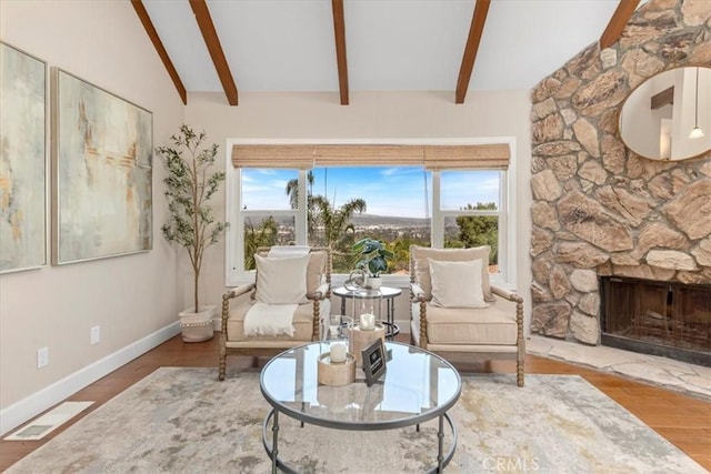 2363 Via Cielo, Hacienda Heights, CA 91745 - living area with a fireplace, wood finished floors, and baseboards