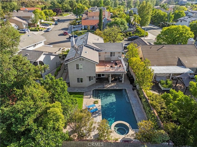 28642 Apricot Pl, Saugus, CA 91390 - aerial perspective of suburban area with a pool area