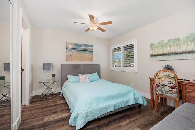 3984 Scott Dr, Carlsbad, CA 92008 - bedroom with wood finished floors, baseboards, and ceiling fan