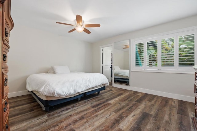 3984 Scott Dr, Carlsbad, CA 92008 - bedroom featuring baseboards, wood finished floors, and a ceiling fan