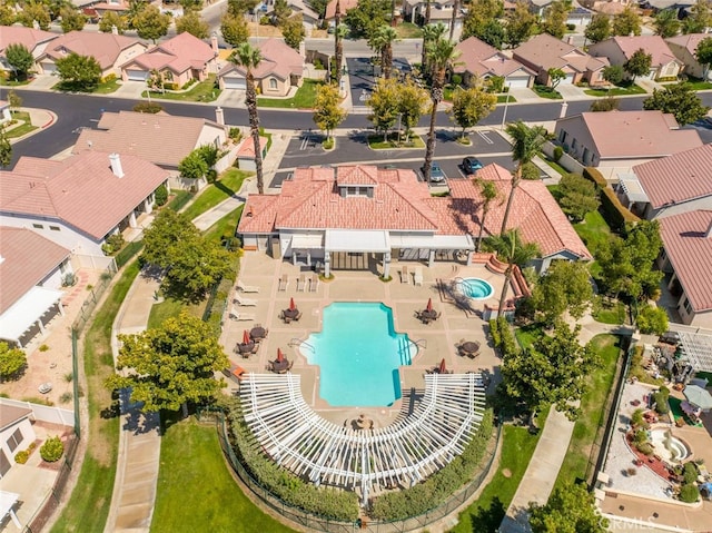 730 Zaphiro Ct, San Jacinto, CA 92583 - aerial view of property's location with a pool and nearby suburban area
