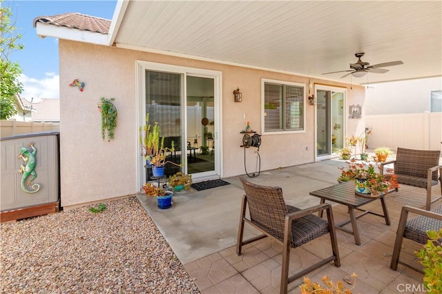 730 Zaphiro Ct, San Jacinto, CA 92583 - view of patio featuring a ceiling fan and outdoor lounge area