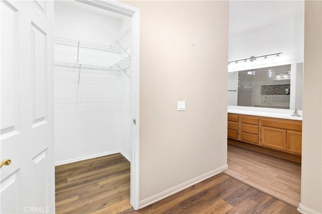730 Zaphiro Ct, San Jacinto, CA 92583 - walk in closet featuring dark wood-type flooring and a sink