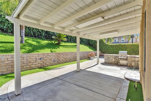 11376 Starlight Dr, Rancho Cucamonga, CA 91701 - fenced backyard with a patio area and exterior kitchen