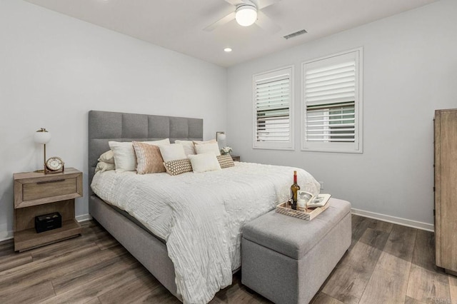 1003 Overton Ct, Tustin, CA 92780 - bedroom with wood finished floors, baseboards, recessed lighting, and a ceiling fan