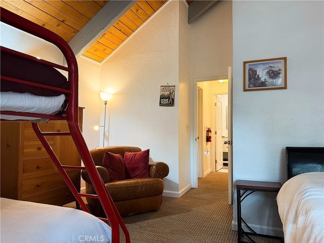 41935 Switzerland Dr Unit 113, Big Bear Lake, CA 92315 - bedroom featuring carpet, baseboards, and wooden ceiling