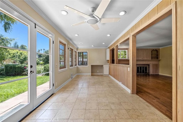 15454 Sutton St, Sherman Oaks, CA 91403 - unfurnished sunroom featuring ornamental molding, baseboards, recessed lighting, and french doors