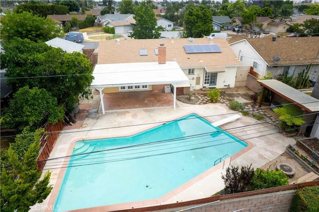 10425 Hillview Ave, Chatsworth, CA 91311 - view of swimming pool featuring a patio, a fenced backyard, and a residential view