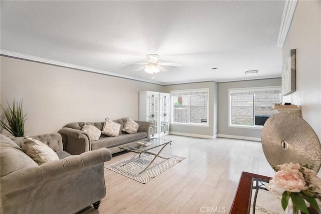 2131 Dublin Ln Unit 3, Diamond Bar, CA 91765 - living room featuring ornamental molding, wood finished floors, ceiling fan, and baseboards