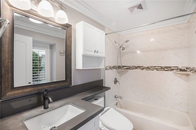 2131 Dublin Ln Unit 3, Diamond Bar, CA 91765 - bathroom with vanity, shower / washtub combination, ornamental molding, and toilet