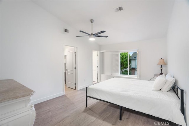 2131 Dublin Ln Unit 3, Diamond Bar, CA 91765 - bedroom featuring baseboards, light wood finished floors, lofted ceiling, and a ceiling fan