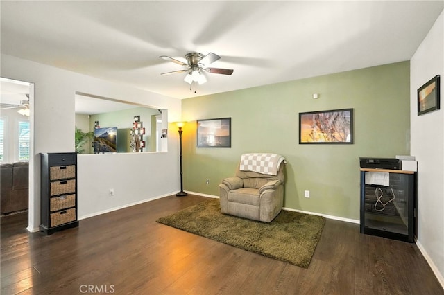 6875 Adainville Dr, Palmdale, CA 93552 - sitting room with ceiling fan and wood finished floors