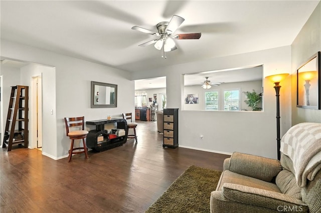 6875 Adainville Dr, Palmdale, CA 93552 - living area featuring a ceiling fan and wood finished floors