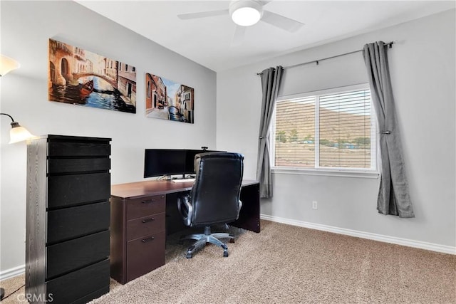 22428 Valley View Rd, Apple Valley, CA 92308 - office featuring light colored carpet, ceiling fan, and baseboards