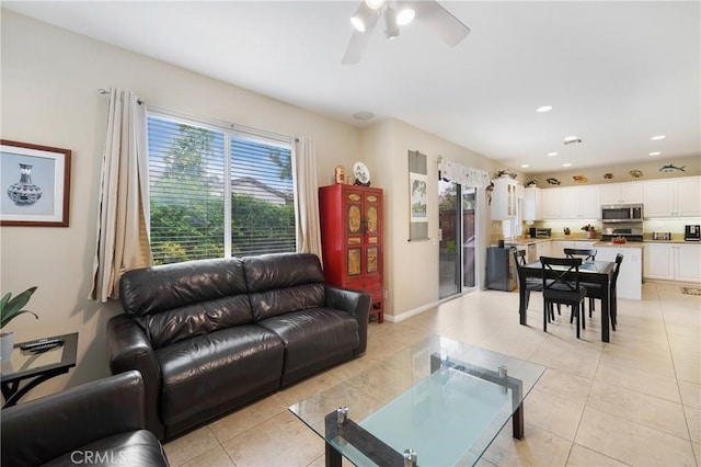 13 Arborside Way, Mission Viejo, CA 92692 - living area with ceiling fan, light tile patterned floors, and recessed lighting